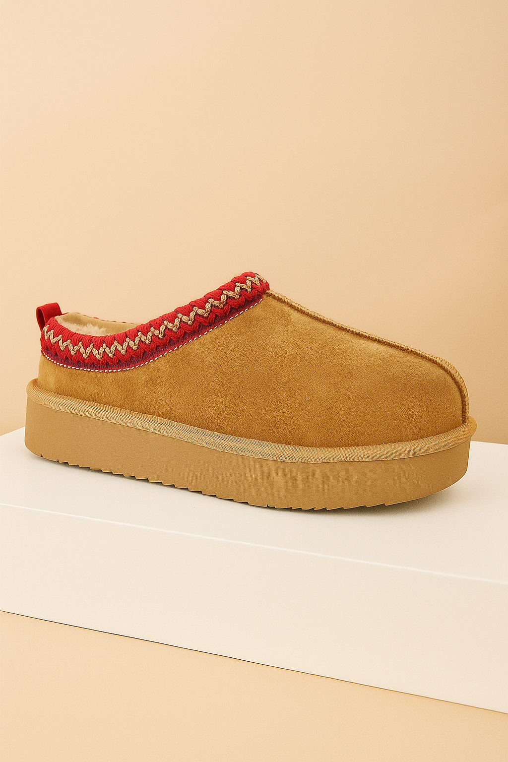 Braided Suede Mini Boot – Faux-Fur Lined, Non-Slip